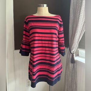 Pink and Navy Striped Dress